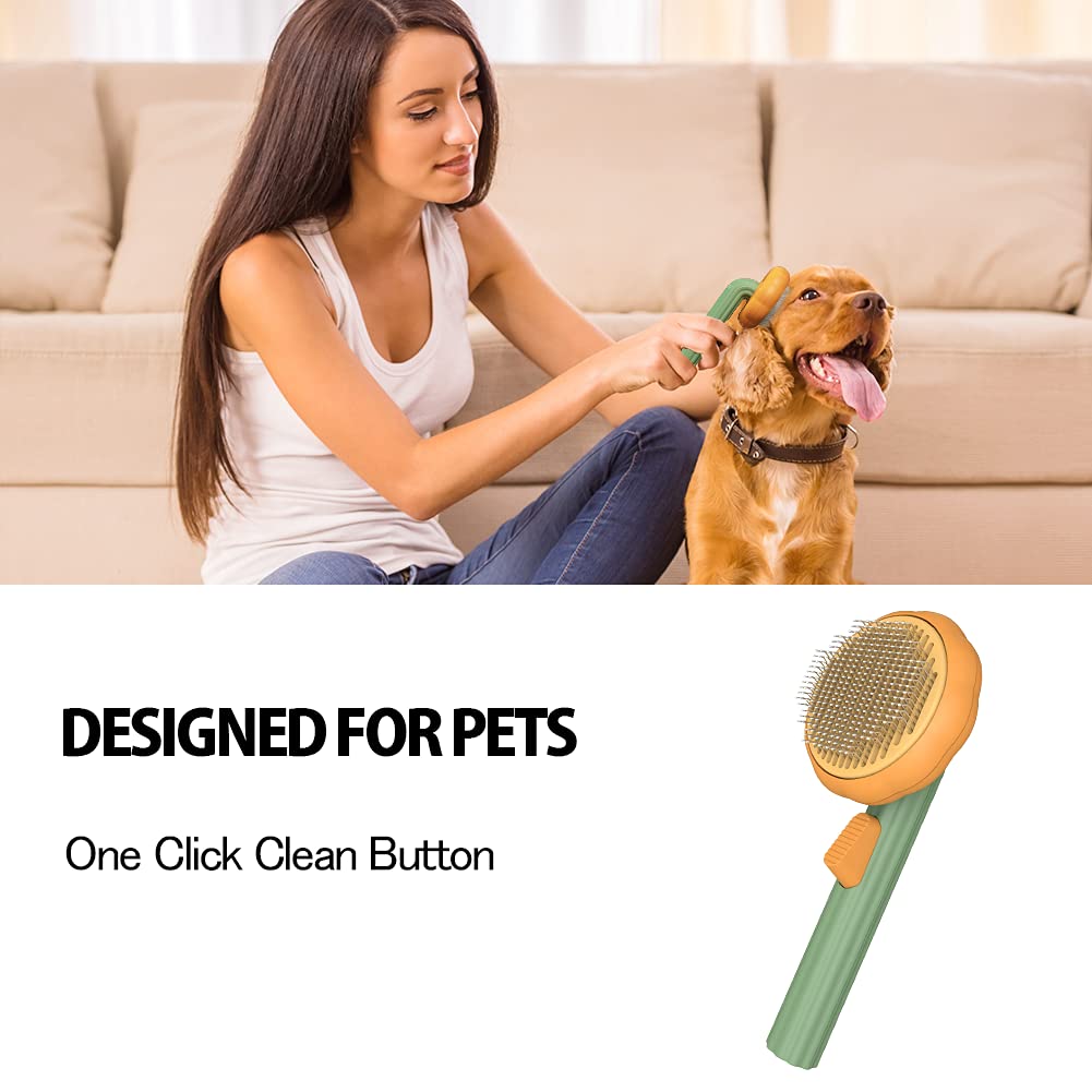 Pet Pumpkin Self Cleaning Slicker Brush
