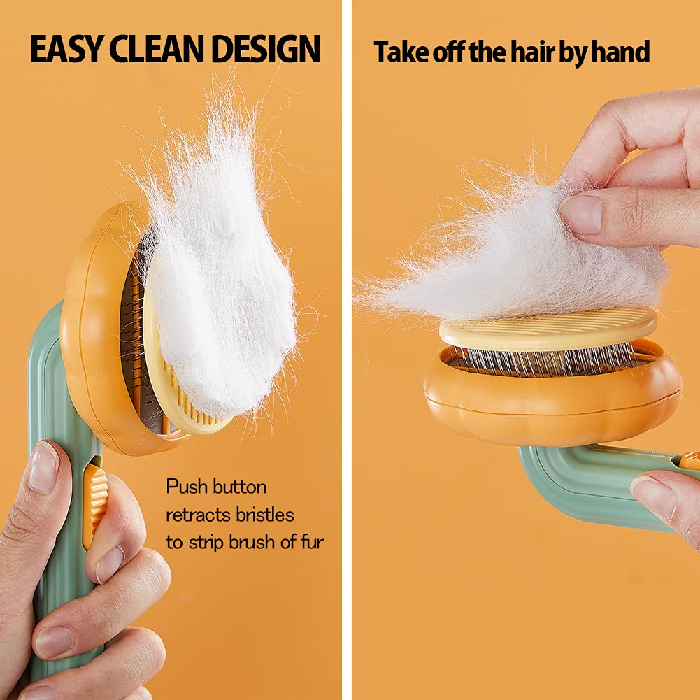 Pet Pumpkin Self Cleaning Slicker Brush