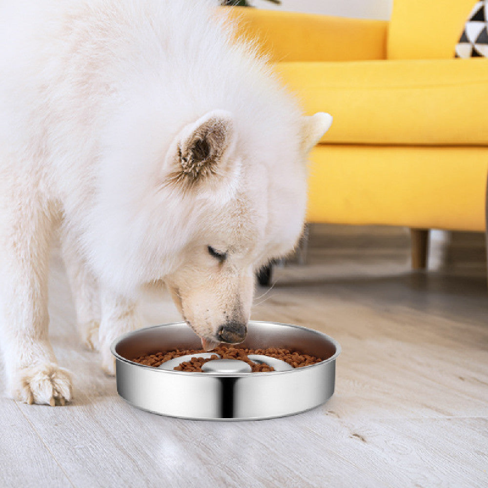 Pet Stainless Steel Neck Protector Slow Feeding Bowl