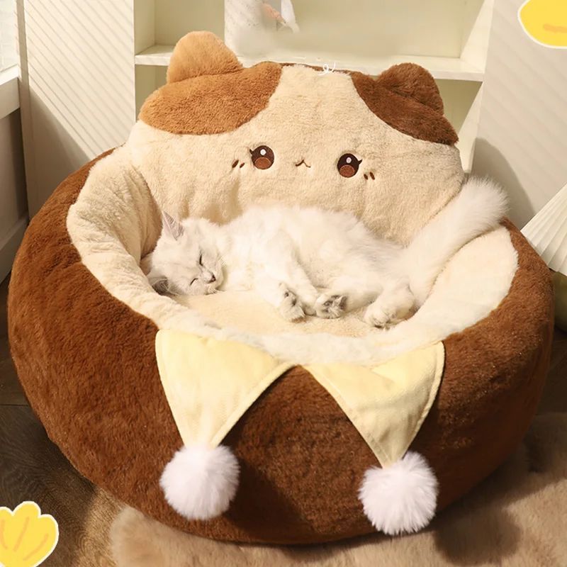 Round Winter Warm Cushion Soft Pet Bed