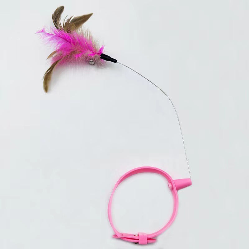 Attached Silicone Cat Teasing Wand Feather Toy
