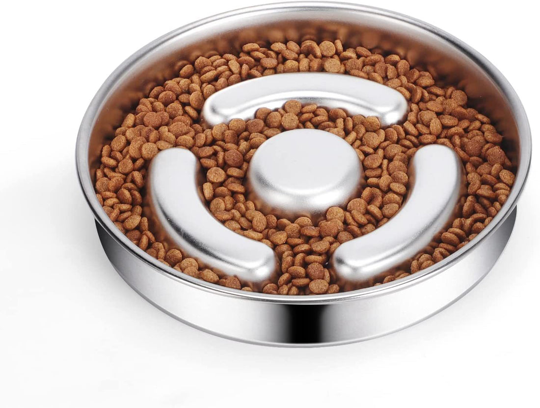 Pet Stainless Steel Neck Protector Slow Feeding Bowl