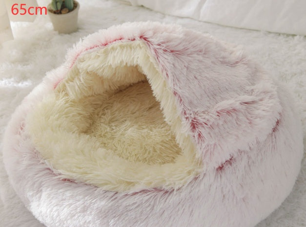 2 In 1 Pet Winter Round Plush Warm Bed
