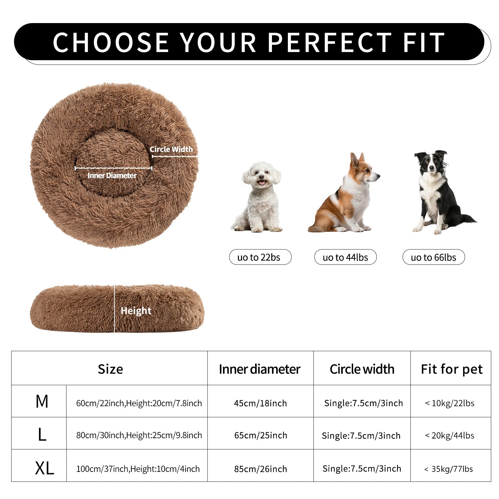 Washable Round Soft Pet Bed