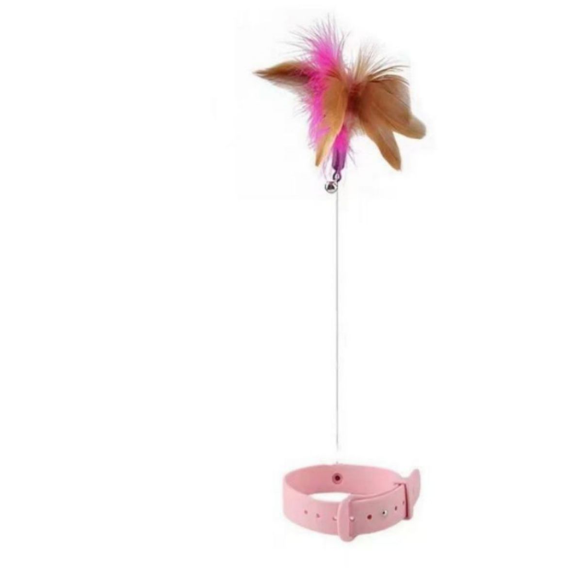 Attached Silicone Cat Teasing Wand Feather Toy