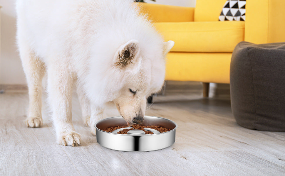 Pet Stainless Steel Neck Protector Slow Feeding Bowl
