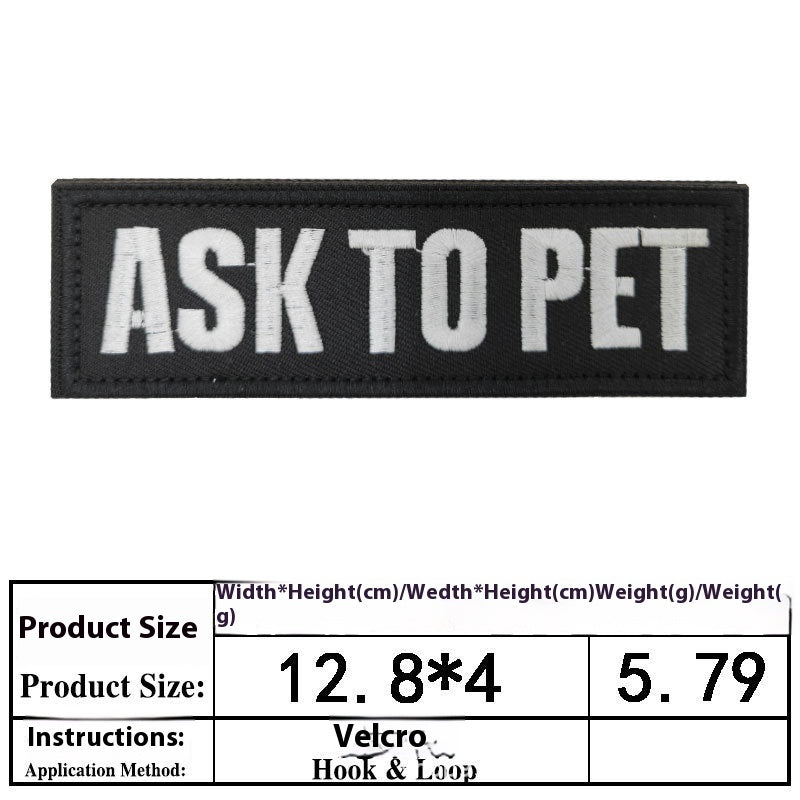 Pet Dog Accessories Embroidered Velcro